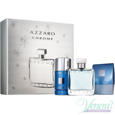 Azzaro Chrome Комплект (EDT 50ml + AS Balm 75ml + Deo Stick 75ml) за Мъже Мъжки Комплекти