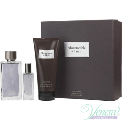 Abercrombie & Fitch First Instinct Комплект (EDT 100ml + EDT 15ml+ Hair & Body Wash 200ml) за Мъже Мъжки Комплекти
