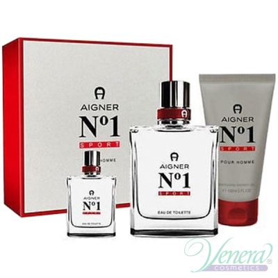 Aigner No1 Sport Комплект (EDT 100ml + EDT 8ml + SG 150ml) за Мъже Мъжки Комплекти