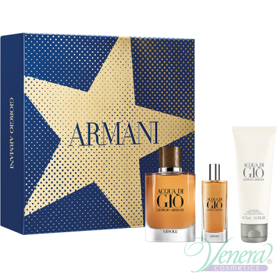Armani Acqua Di Gio Absolu Комплект (EDP 75ml + EDP 15ml + SG 75ml) за Мъже Мъжки Комплекти