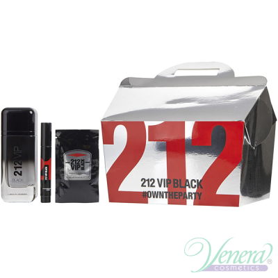 Carolina Herrera 212 VIP Black Комплект (EDP 100ml + EDP 3ml + 12 x SG 8ml) за Мъже Мъжки Комплекти