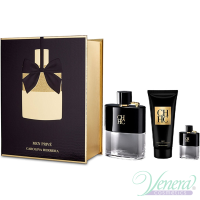 Carolina Herrera CH Men Prive Комплект (EDT 100ml + EDT 7ml + AS Balm 100ml) за Мъже Мъжки Комплекти