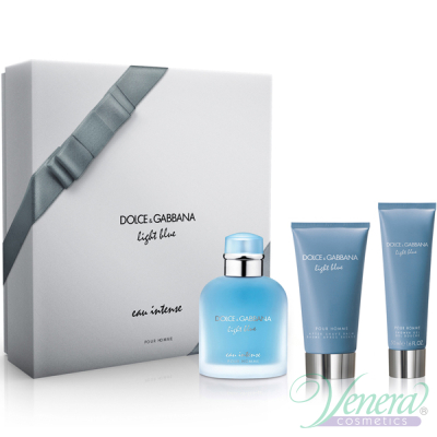 D&G Light Blue Eau Intense Pour Homme Комплект (EDP 100ml + AS Balm 75ml + SG 50ml) за Мъже Мъжки Комплекти