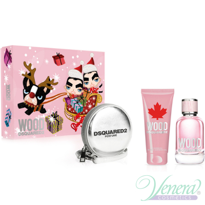 Dsquared2 Wood for Her Комплект (EDT 100ml + SG 100ml + Purse) за Жени Дамски Комплекти