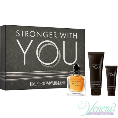Emporio Armani Stronger With You Комплект (EDT 50ml + AS Balm 20ml + SG 75ml) за Мъже Мъжки Комплекти