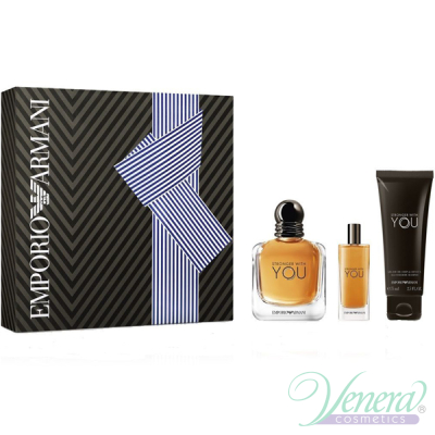 Emporio Armani Stronger With You Комплект (EDT 100ml + EDT 15ml + SG 75ml) за Мъже Мъжки Комплекти