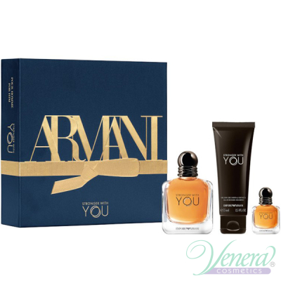 Emporio Armani Stronger With You Комплект (EDT 50ml + EDT 7ml + SG 75ml) за Мъже Мъжки Комплекти