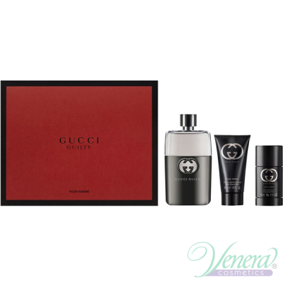 Gucci Guilty Pour Homme Комплект (EDT 90ml + After Shave Balm 50ml + Deo Stick 75ml) за Мъже Мъжки Комплекти