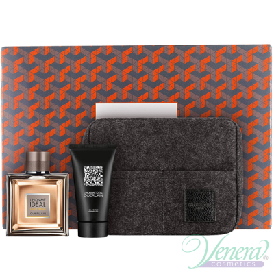 Guerlain L'Homme Ideal Eau de Parfum Комплект (EDP 100ml + SG 75ml + Bag) за Мъже Мъжки Комплекти