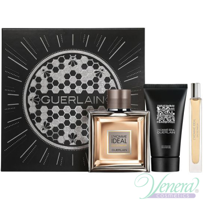 Guerlain L'Homme Ideal Eau de Parfum Комплект (EDP 100ml + SG 75ml + EDP 10ml) за Мъже Мъжки Комплекти