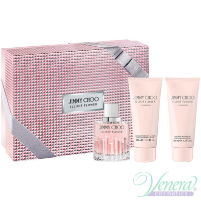 Jimmy Choo Illicit Flower Комплект (EDT 100ml + BL 100ml + SG 100ml) за Жени Дамски Комплекти