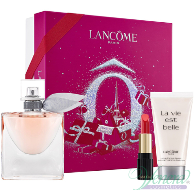 Lancome La Vie Est Belle Комплект (EDP 50ml + BL 50ml + L'Absolu Rouge червило 1.6g) за Жени Дамски Комплекти
