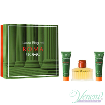Laura Biagiotti Roma Uomo Комплект (EDT 75ml + SG 50ml + SG 50ml) за Мъже Мъжки Комплекти