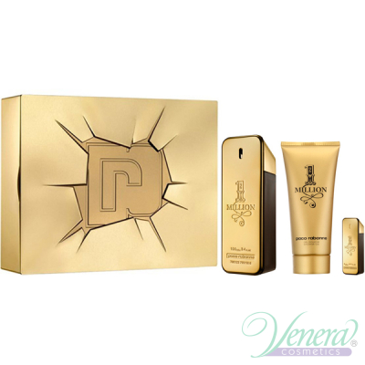 Paco Rabanne 1 Million Комплект (EDT 100ml + EDT 5ml + SG 100ml) за Мъже Мъжки Комплекти