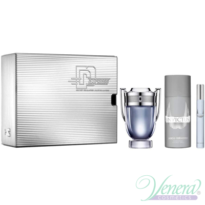 Paco Rabanne Invictus Комплект (EDT 100ml + EDT 10ml + Deo Spray 150ml) за Мъже Мъжки комплекти