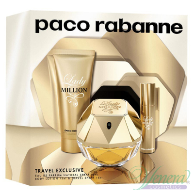 Paco Rabanne Lady Million Комплект (EDP 80ml + EDP 10ml + BL 75ml) за Жени Дамски Комплекти