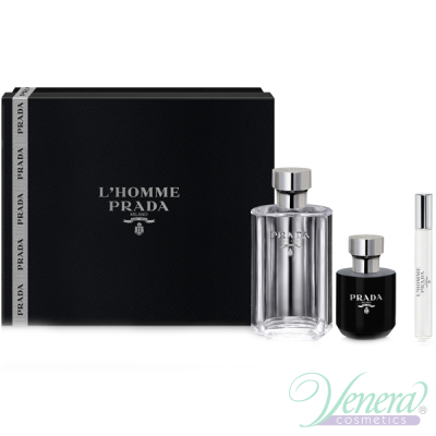 Prada L'Homme Комплект (EDT 100ml + EDT 10ml + Shower Cream 100ml) за Мъже Мъжки Комплекти
