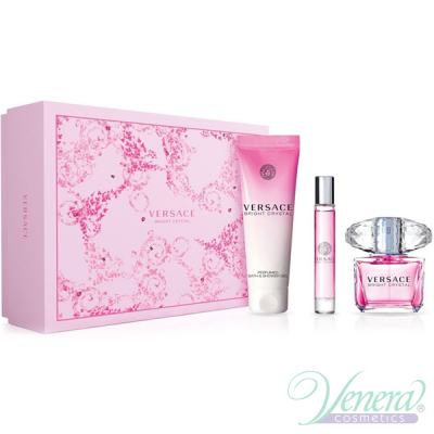 Versace Bright Crystal Комплект (EDT 90ml + EDT Roll On 10ml + SG 150ml) за Жени Дамски Комплекти