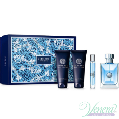 Versace Pour Homme Комплект (EDT 100ml + EDT 10ml + AS Balm 100ml + SG 100ml) за Мъже Мъжки Комплекти