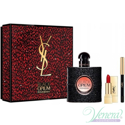 YSL Black Opium Комплект (EDP 50ml + Lipstick 1.3g + Eye Pencil) за Жени Дамски Комплекти