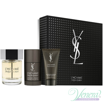 YSL L'Homme Комплект (EDT 100ml + SG 50ml + Deo Stick 75ml) за Мъже Мъжки Комплекти