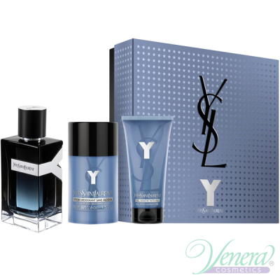 YSL Y Eau de Parfum Комплект (EDP 100ml + SG 50ml + Deo Stick 75ml) за Мъже Мъжки Комплекти