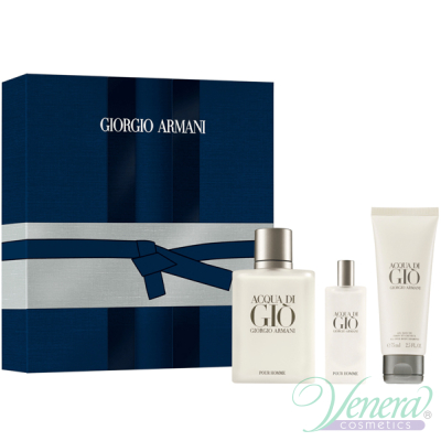 Armani Acqua Di Gio Комплект (EDT 100ml + EDT 15ml + SG 75ml) за Мъже Мъжки Комплекти