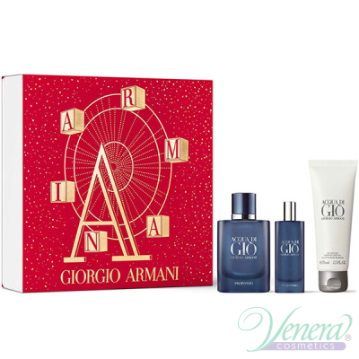 Armani Acqua Di Gio Profondo Комплект (EDP 40ml + EDP 15ml + SG 75ml) за Мъже Мъжки Комплекти
