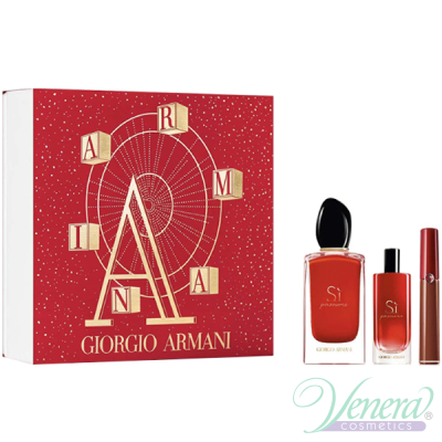 Armani Si Passione Комплект (EDP 100ml + EDP 15ml + Liquid Lipstick 6,5ml) за Жени Дамски Комплекти