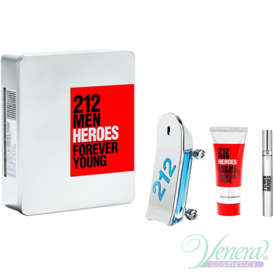Carolina Herrera 212 Heroes Комплект (EDT 90ml + EDT 10ml + SG 100ml) за Мъже Мъжки Комплекти
