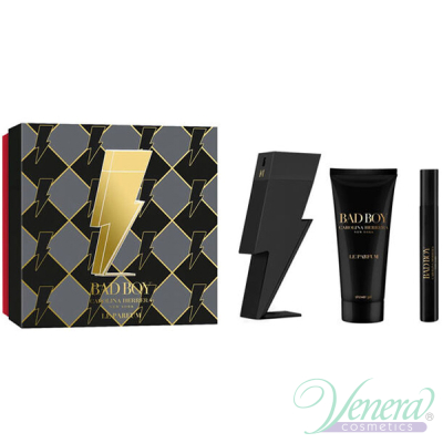 Carolina Herrera Bad Boy Le Parfum Комплект (EDP 100ml + SG 100ml + EDP 10ml) за Мъже Мъжки Комплекти