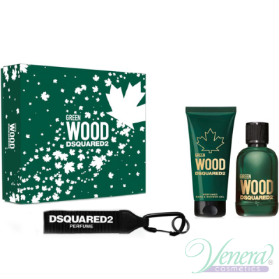 Dsquared2 Green Wood Set (EDT 100ml + SG 100ml + Key Ring) за Мъже Мъжки Комплекти