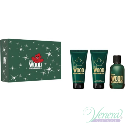 Dsquared2 Green Wood Комплект (EDT 100ml + AS Balm 100ml + SG 100ml) за Мъже Мъжки Комплекти