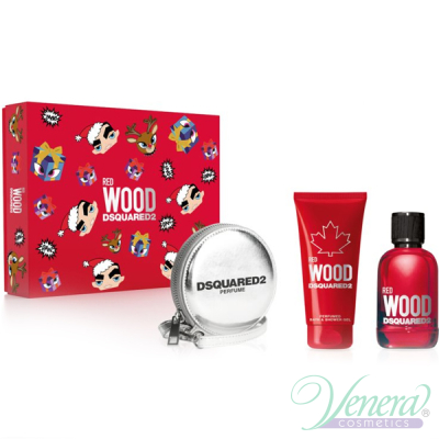 Dsquared2 Red Wood Комплект (EDT 100ml + SG 100ml + Purse) за Жени Дамски Комплекти