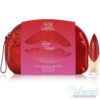 Naomi Campbell Glam Rouge Комплект (EDT 15ml + Make Up Bag) за Жени Дамски Комплекти