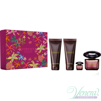 Versace Crystal Noir Комплект (EDT 90ml + EDT 5ml + BL 100ml + SG 100ml) за Жени Дамски Комплекти