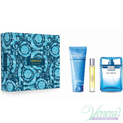 Versace Man Eau Fraiche Комплект (EDT 100ml + EDT 10ml + SG 150ml) за Мъже Мъжки Комплекти