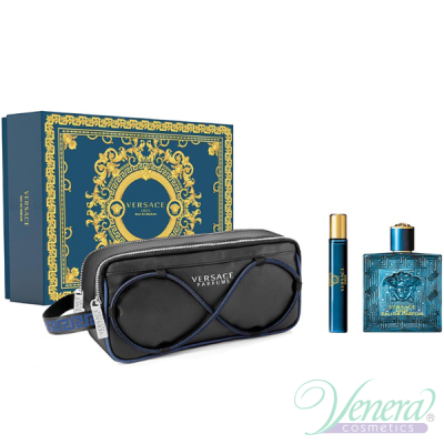 Versace Eros Eau de Parfum Комплект (EDP 100ml + EDP 10ml + Trousse) за Мъже Мъжки Комплекти