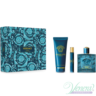 Versace Eros Eau de Parfum Комплект (EDP 100ml + EDP 10ml + SG 150ml) за Мъже Мъжки Комплекти