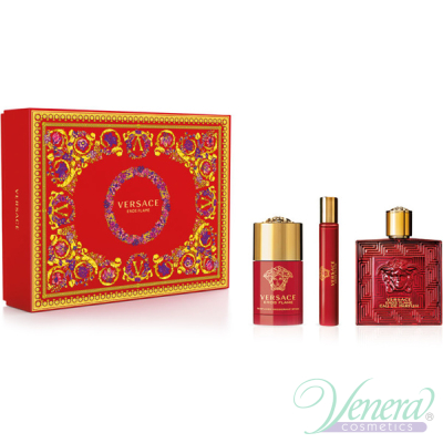 Versace Eros Flame Комплект (EDP 100ml + EDP 10ml + Deo Stick 75ml) за Мъже Мъжки Комплекти