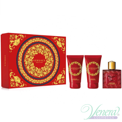 Versace Eros Flame Set (EDP 50ml + AS Balm 50ml + SG 50ml) за Мъже Мъжки Комплекти