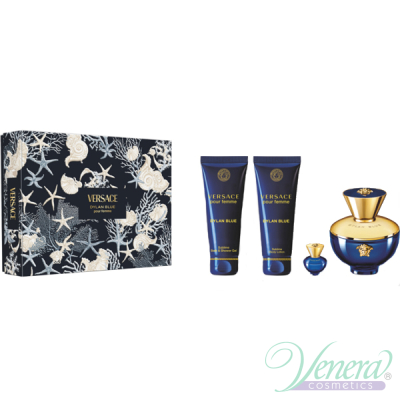 Versace Pour Femme Dylan Blue Комплект (EDP 100ml + EDP 5ml + BL 100ml + SG 100ml) за Жени Дамски Комплекти