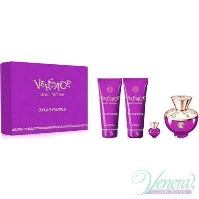Versace Pour Femme Dylan Purple Комплект (EDP 100ml + EDP 5ml + BL 100ml + SG 100ml) за Жени Дамски Комплекти