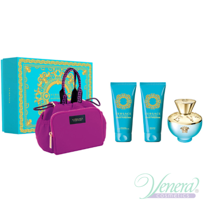 Versace Pour Femme Dylan Turquoise Комплект (EDT 100ml + BL 100ml + SG 100ml + Bag) за Жени Дамски Комплекти