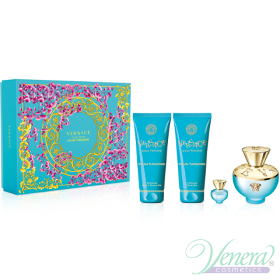 Versace Pour Femme Dylan Turquoise Комплект (EDT 100ml + EDT 5ml + BL 100ml + SG 100ml) за Жени Дамски Комплекти