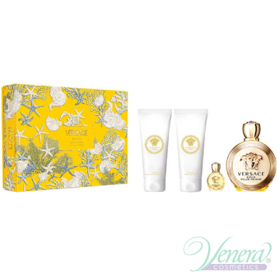 Versace Eros Pour Femme Комплект (EDP 100ml + EDP 5ml + BL 100ml + SG 100ml) за Жени Дамски Комплекти