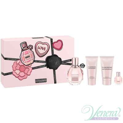 Viktor & Rolf Flowerbomb Комплект (EDP 50ml + EDP 7ml + Body Cream 40ml + BL 50ml) за Жени Дамски Комплекти