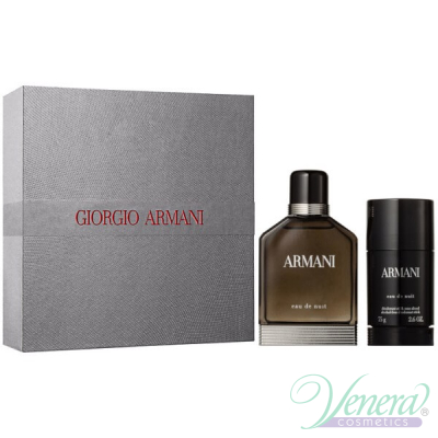 Armani Eau De Nuit Комплект (EDT 100ml + Deo Stick 75ml) за Мъже Мъжки продукти за лице и тяло