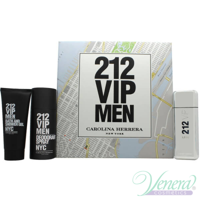 Carolina Herrera 212 VIP Men Комплект (EDT 100ml + Deo Spray 150ml + SG 75ml) за Мъже Мъжки Комплекти