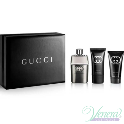 Gucci Guilty Pour Homme Комплект (EDT 90ml + After Shave Balm 50ml + SG 50ml) за Мъже За Мъже